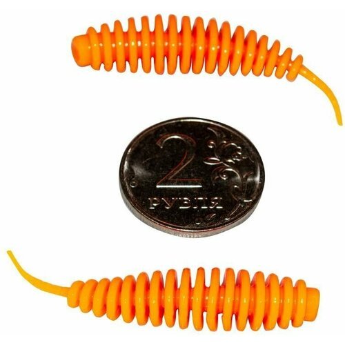 Мягкая форелевая силиконовая приманка для рыбалки TROUT EXPERT серия PLUMP - пламп (#P5013, 50 мм, 9 шт в банке, сыр) Оранжевый