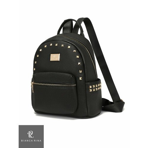 Эстетичный женский черный кожаный рюкзак: стильный городской аксессуар для школы и повседневной жизни