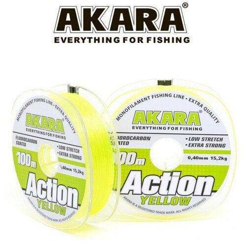 Леска Akara Action Yellow, диаметр 0.22 мм, тест 4.7 кг, 100 м, жёлтая