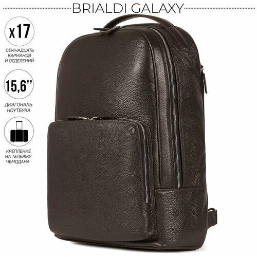 Мужской рюкзак с 17 карманами и отделениями BRIALDI Galaxy (Галакси) relief brown