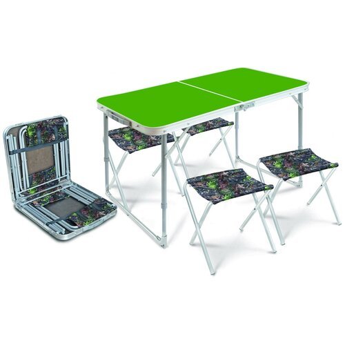 Комплект складной мебели Nika ССТ-К2 (стол + 4 стула), зеленый/дубовые листья