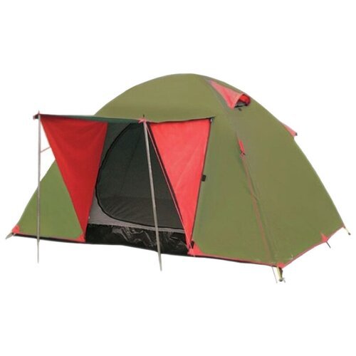 Палатка кемпинговая трехместная Tramp LITE WONDER 3, зеленый/красный