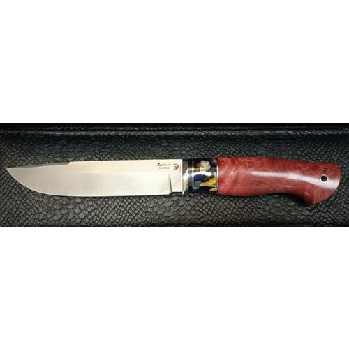 Нож кованый Гефест красный сталь М-390 рукоять стабилизированный кап клена