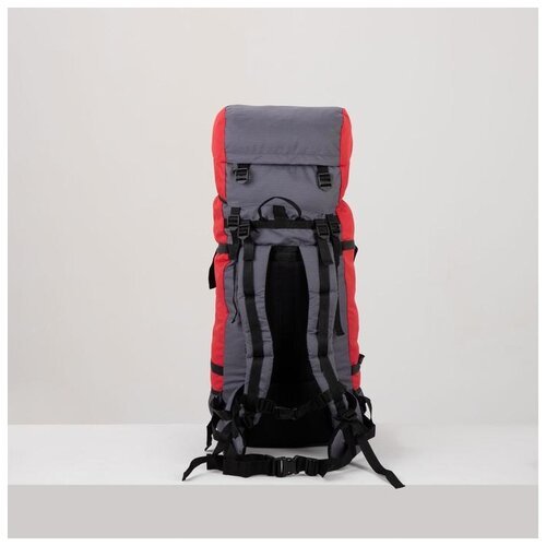 Рюкзак туристический, 70 л, отдел на шнурке, наружный карман, 2 боковые сетки, цвет серый/красный