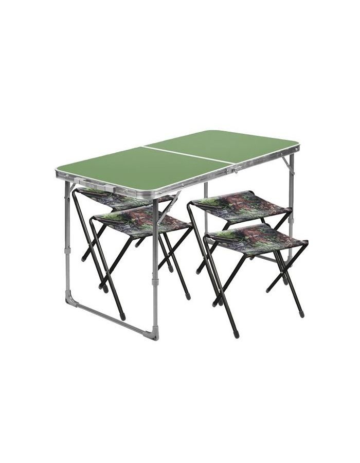 Комплект: стол склад. пластик. +4 скл. стула 'Ника' Принт 'с дубовыми листьями' ССТ-К2/6