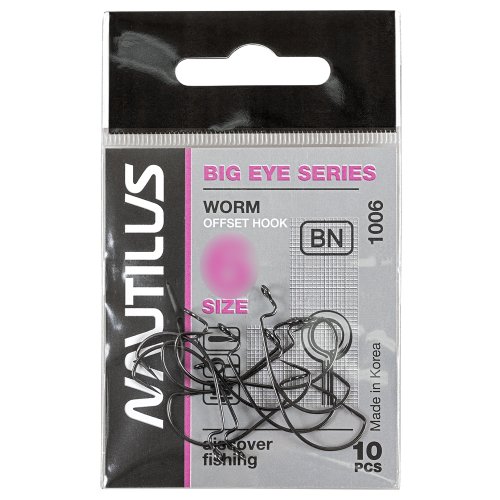 Крючки Nautilus Offset Big Eye Series Worm 1006 № 2 (10шт.)