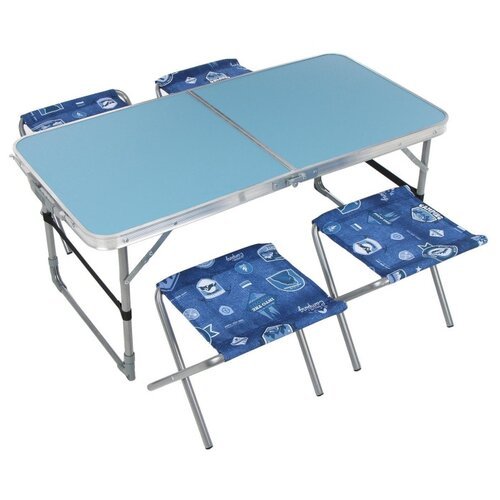 Комплект складной мебели Nika ССТ-К2 (стол + 4 стула), голубой/джинс