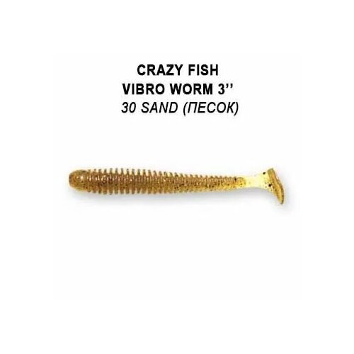 Силиконовая приманка мягкая съедобная Crazy Fish Vibro Worm 3' 75 мм 11-75-30-6 5 шт.