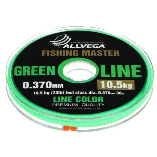 Леска монофильная ALLVEGA Fishing Master, диаметр 0.370 мм, тест 10.5 кг, 30 м, зеленая