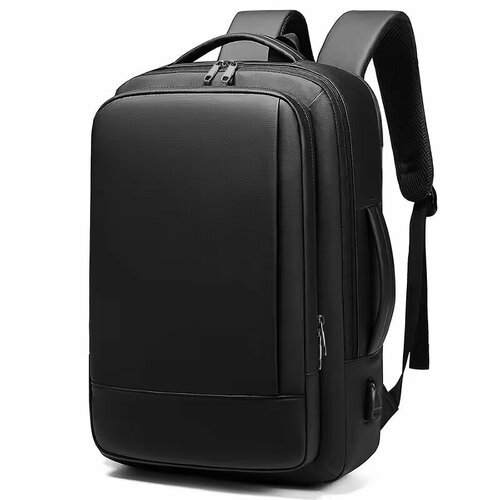 Городской рюкзак-трансформер 19-29л, черный, с USB разъемом, вмещает ноутбук до 15.6'