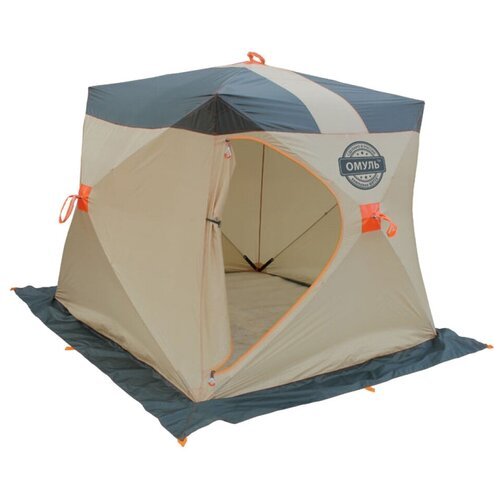 Палатка для рыбалки двухместная Митек Омуль Куб 2, бежевый/хаки