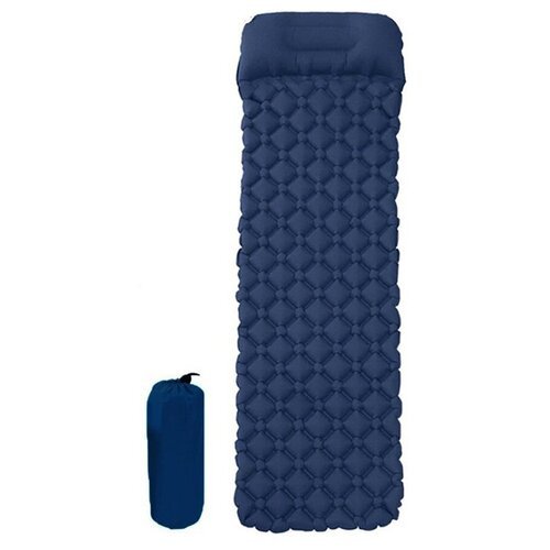 Надувной ячеистый матрас Grand Price с подушкой (не съемной) 190*56*5 см, темно-синий