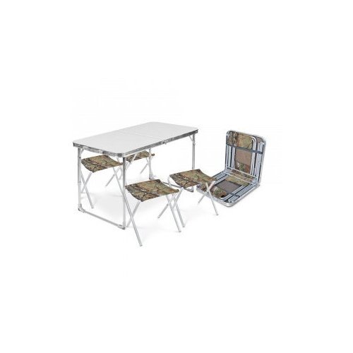 Комплект: стол складной +4 складных стула 'Ника', арт. ССТ-К2, цвет -металлик/ хантер