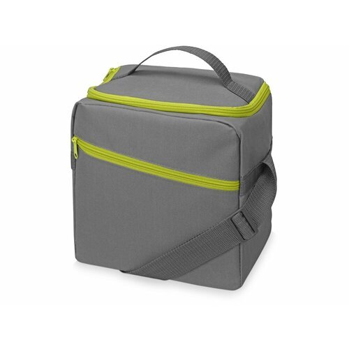 Изотермическая сумка-холодильник 'Classic' c контрастной молнией, цвет серый/зеленое яблоко