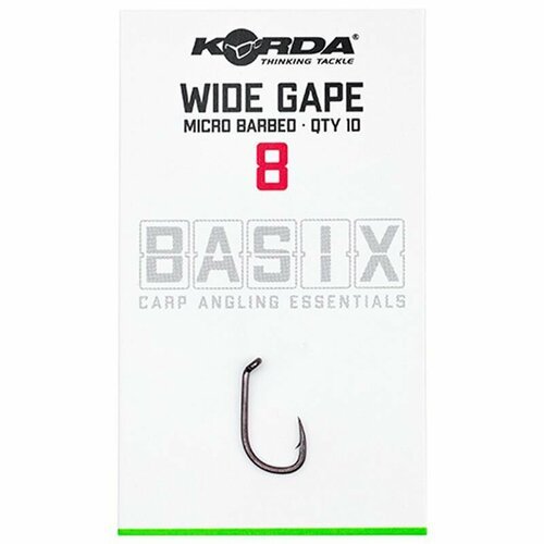 KORDA Крючок Basix Wide Gape 8 с микробородкой 10шт