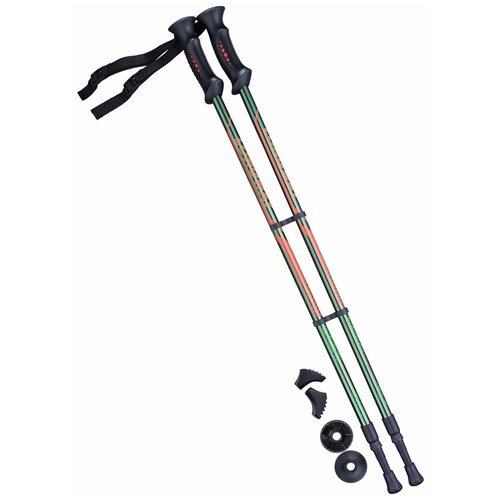 Палки для скандинавской ходьбы со сменными комплектующими телескопические BERGER Longway 2-секционная 77-135 см, темно-зеленый/оранжевый