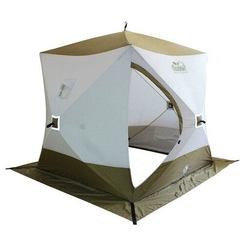 Палатка зимняя куб следопыт Premium, 1,8х1,8 м, 3-х местная, 3 слоя, цвет белый/олива
