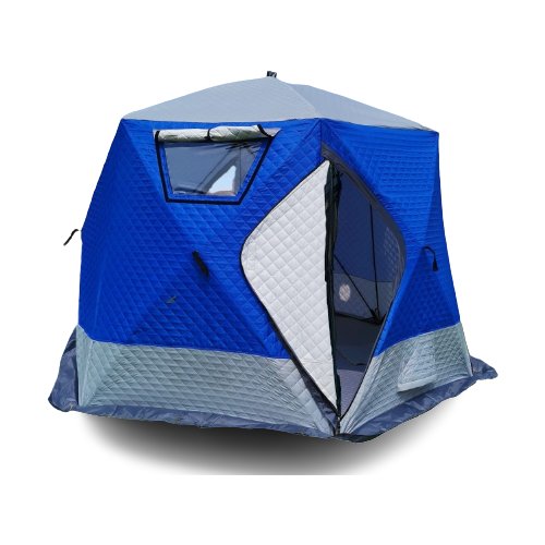 Утепленная зимняя палатка для рыбалки Terbo Mir Куб 2, шестисторонняя, 3 слоя, размеры 3х3х2,05 м, цвет сине-белый