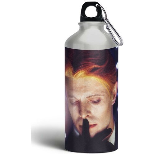 Бутылка спортивная,туристическая фляга 500мл с карабином David Bowie - 903