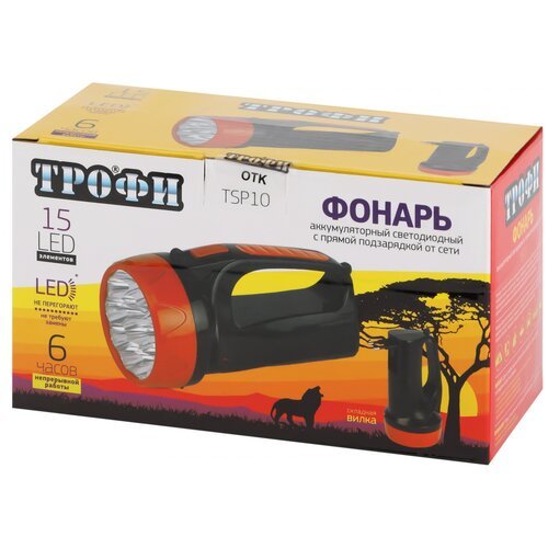 Ручной фонарь 1 шт. ТРОФИ TSP10 черный/оранжевый 1 шт.
