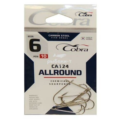Крючки Cobra ALLROUND серые CA124 размер 006 10шт
